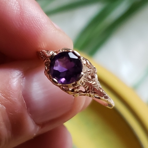 SOLD | .84ctw Genuine Amethyst Filigree Ring - Picture 6 of 6